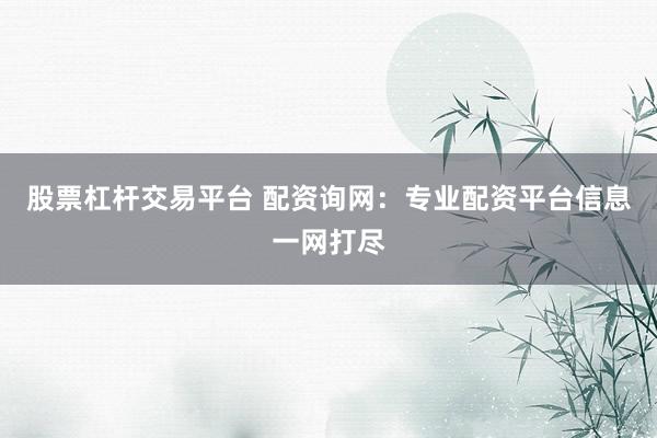 股票杠杆交易平台 配资询网：专业配资平台信息一网打尽