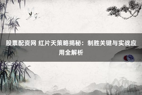 股票配资网 红片天策略揭秘：制胜关键与实战应用全解析