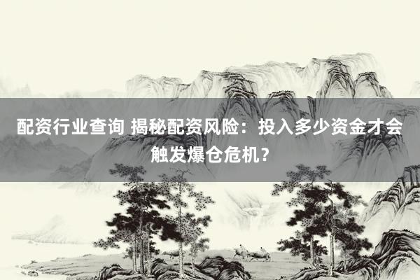 配资行业查询 揭秘配资风险：投入多少资金才会触发爆仓危机？