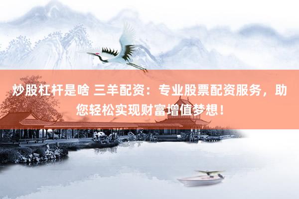 炒股杠杆是啥 三羊配资：专业股票配资服务，助您轻松实现财富增值梦想！