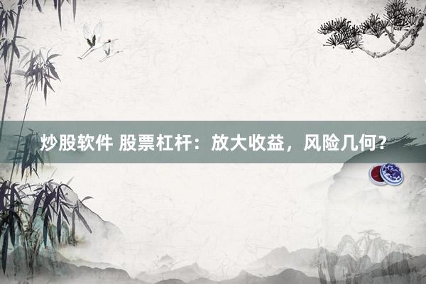 炒股软件 股票杠杆：放大收益，风险几何？