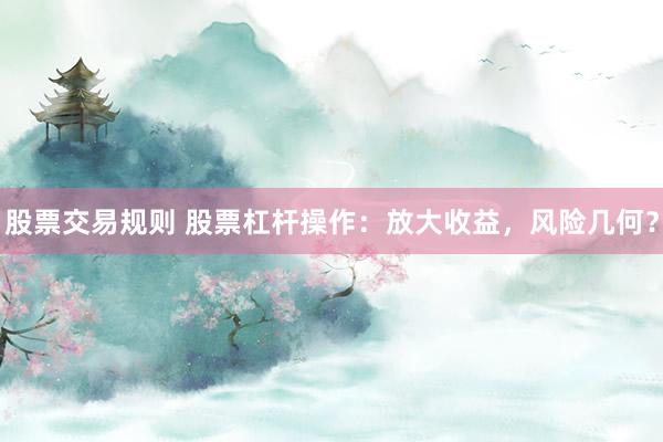 股票交易规则 股票杠杆操作：放大收益，风险几何？