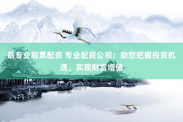 最专业股票配资 专业配资公司：助您把握投资机遇，实现财富增值