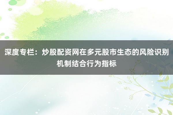 深度专栏：炒股配资网在多元股市生态的风险识别机制结合行为指标