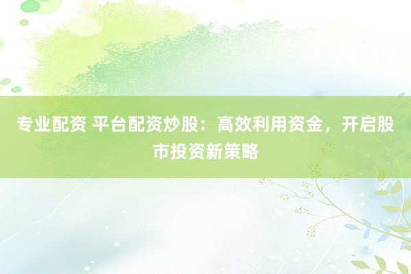 专业配资 平台配资炒股：高效利用资金，开启股市投资新策略