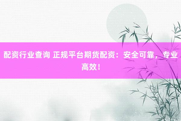 配资行业查询 正规平台期货配资：安全可靠，专业高效！