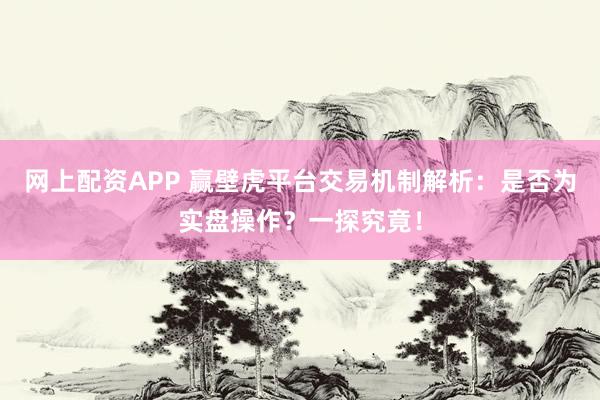 网上配资APP 赢壁虎平台交易机制解析：是否为实盘操作？一探究竟！