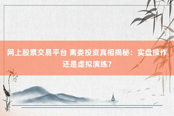 网上股票交易平台 离娄投资真相揭秘：实盘操作还是虚拟演练？