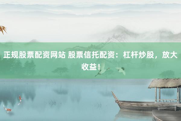 正规股票配资网站 股票信托配资：杠杆炒股，放大收益！